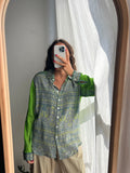 Camicia indiana modello maschile M/L grigia e verde