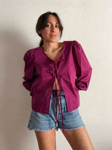 PRE ORDINE • Camicia con laccetti cotone ciclamino