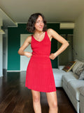 Gonna plissé corta in maglia di cotone fragola