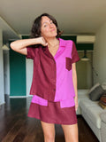 Camicia Lara bicolor vino + rosa