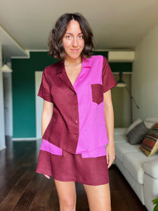 Camicia Lara bicolor vino + rosa