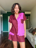 Camicia Lara bicolor vino + rosa