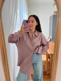 Camicia Ralph Lauren principe di Galles vinaccia