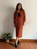 Cardigan corto cotone terracotta