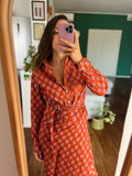 Camicia di cotone ruggine fiori