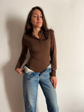 Body con bottoni marrone