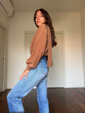 Camicia di seta marrone chiaro