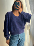 Maglione fatto a mano blu e viola