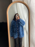 Cardigan fluffy blu