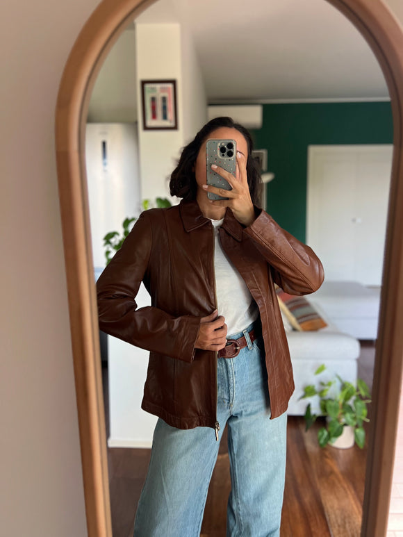 Giacca in pelle marrone