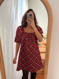 Abito corto tartan rosso