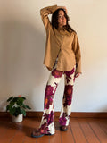 PRE ORDINE • Pantalone a zampa fiori ciclamino
