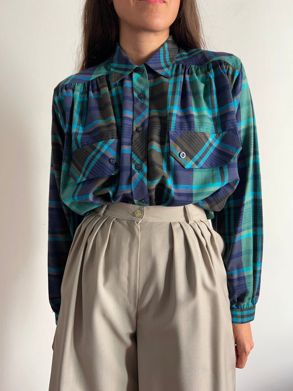 Camicia tartan blu