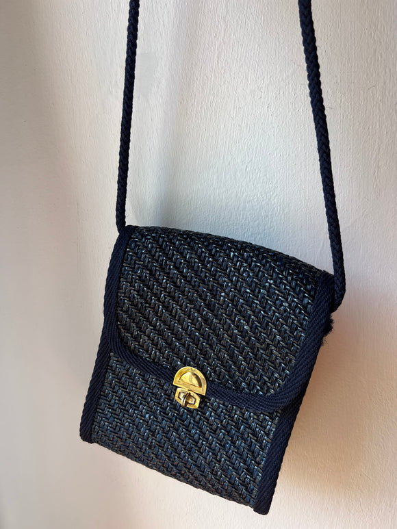 Borsa blu di vimini