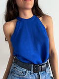 Top in maglia di cotone bluette