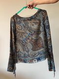 Camicia di seta paisley blu e beige
