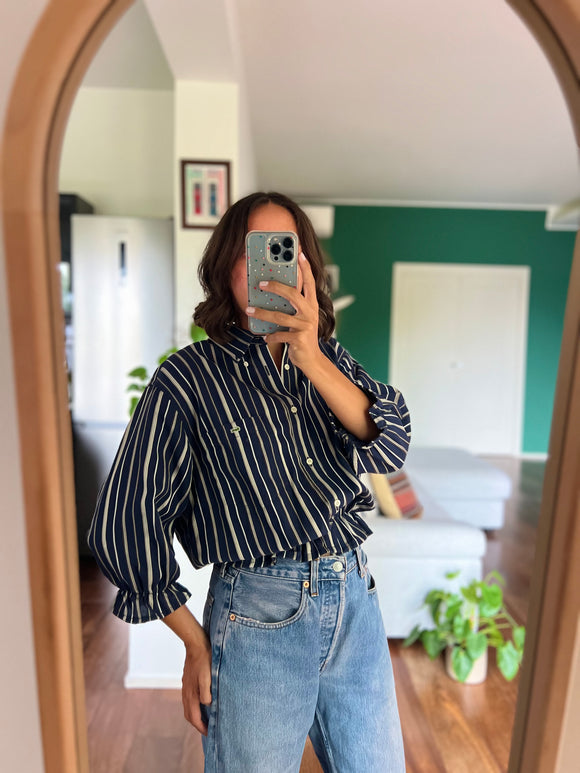 Camicia Gilbi Ralph Lauren blu righe beige