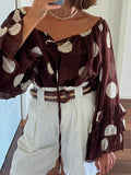 Maxi camicia Formentera marrone pois grandi