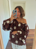 Maxi camicia Formentera marrone pois grandi