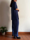 Completo pura seta blu