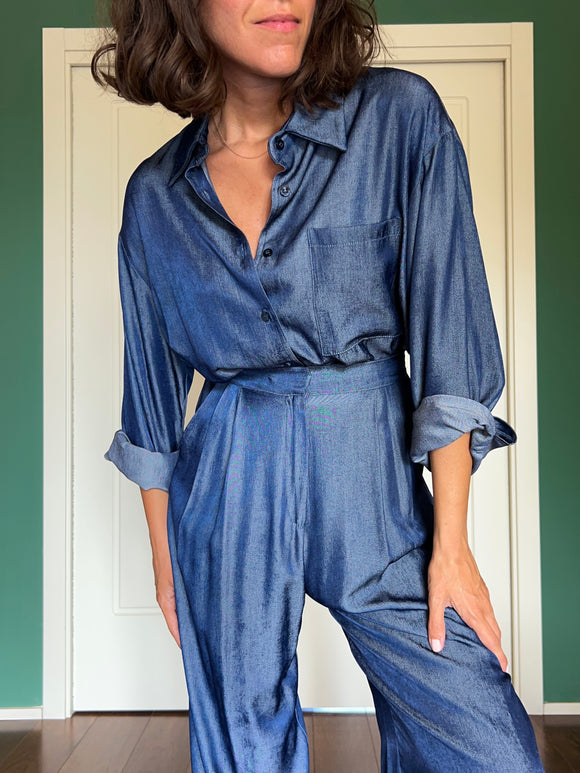 Camicia sartoriale cangiante effetto denim