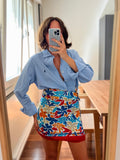 Combo pareo + camicia Ralph Lauren • fiori grandi e righe azzurre