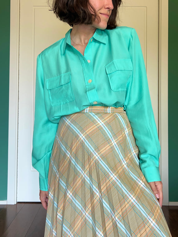 Camicia di seta verde acqua