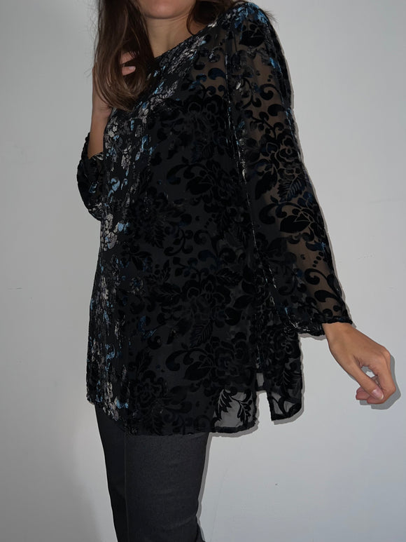 Blusa velluto e trasparenze