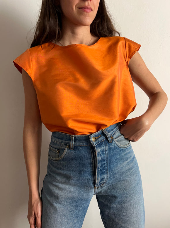 Maglietta shantung di seta arancione