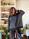 PRE ORDINE • Maglione over nero righe noce