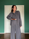 PRE ORDINE • Camicia ampia misto lana grigio brillantini
