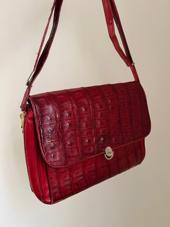 Borsa in pelle stampata bordeaux