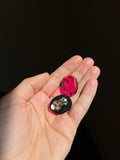 Orecchini clip fuxia trasparenti