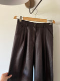 Pantalone Alberto lino marrone gessato