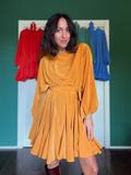 Abito con cintura cupro wash senape