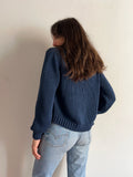 Cardigan corto cotone blu