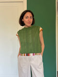Top con bottoni in maglia di cotone pistacchio