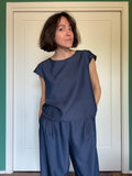Maglietta sartoriale denim blu
