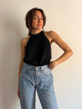 Top in maglia di cotone nero