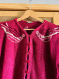 Cardigan rosato ricamato