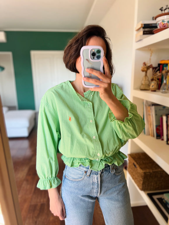 Camicia Gilbi Ralph Lauren quadretti verdi stemma arancione