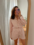 Camicia ampia cotone cipria