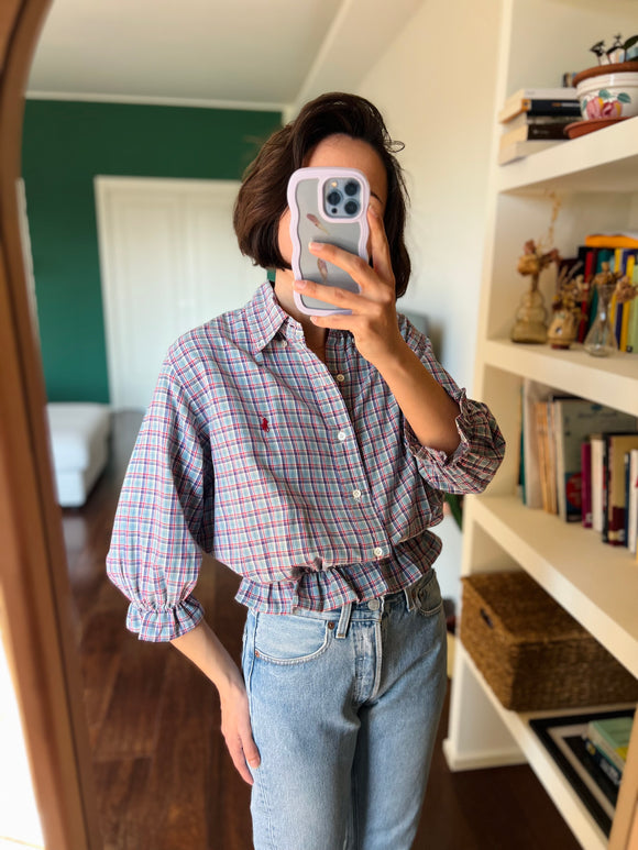 Camicia Gilbi Ralph Lauren tartan azzurra