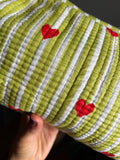 Beauty case di cotone cuori verde pistacchio