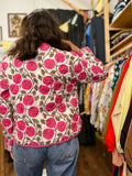 Giacca trapuntata double-face • modello cardigan • fiori fuxia