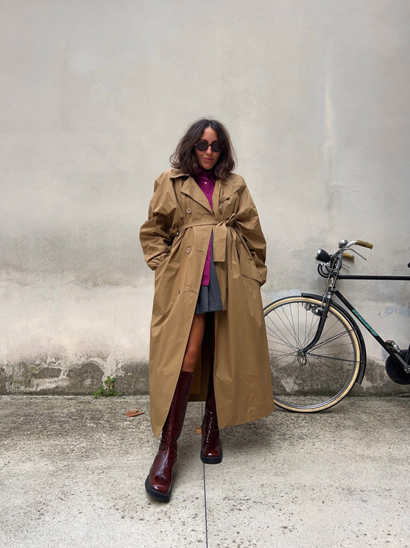 Maxi trench sartoriale beige