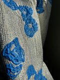 Gonna corta argento fiori azzurri