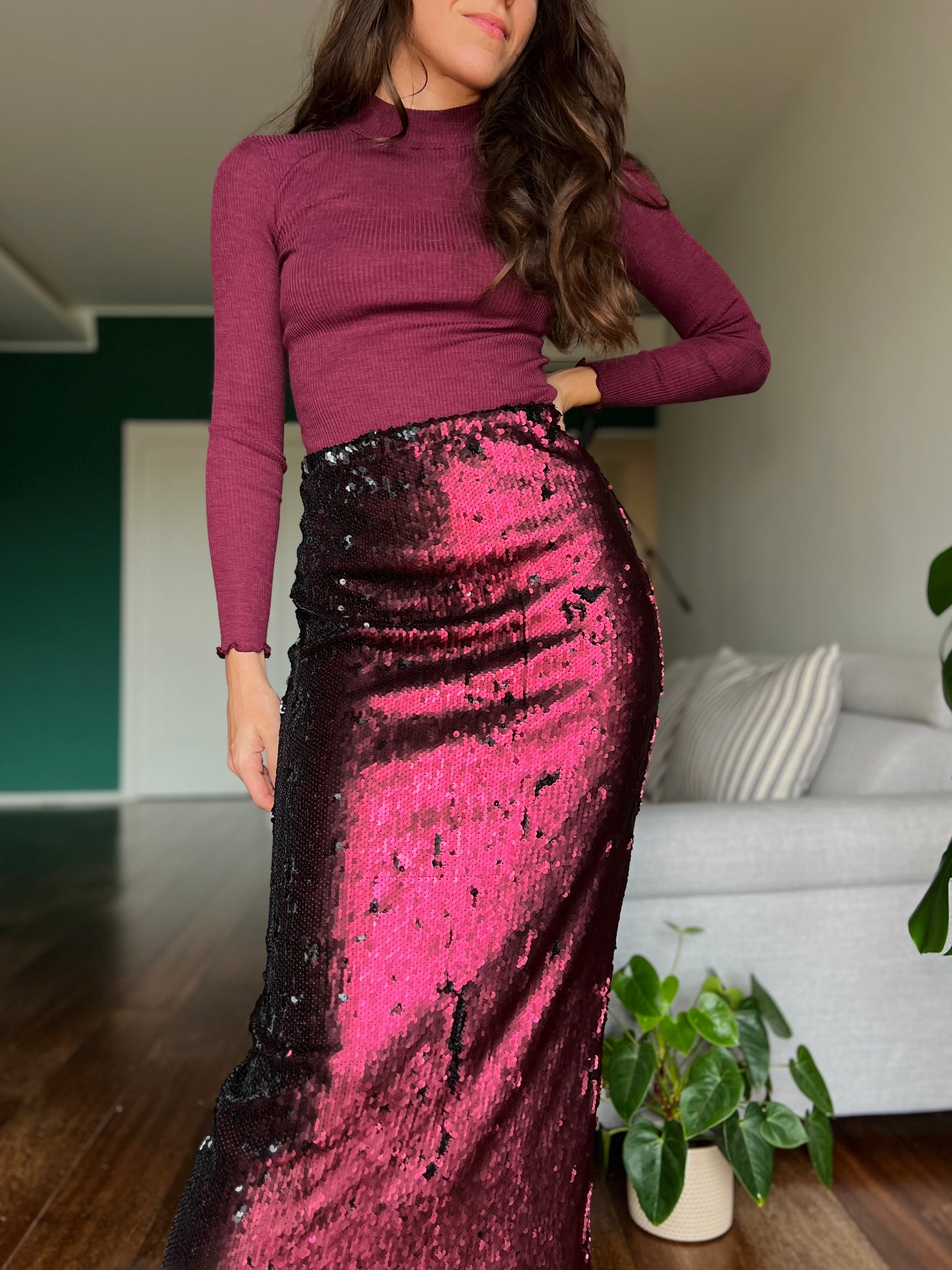 Gonna per albero di Natale con paillettes, 51 cm, colore rosa Gonna per albero di Natale con paillettes, 51 cm, colore rosa
