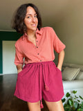 Pantaloncino in garza di cotone ciliegia