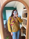 Cardigan senape con fiori